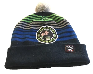 John Cena Approved WWE Knit Black Striped Hat Stocking Pom Pom Winter One Size. - Picture 1 of 7