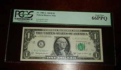 80271954 Fancy Serial # Birthday Mix Ladder BARR Note 1963 B PCGS 66 Aug 27 1954 - Image 1 of 4