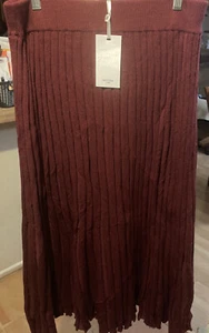Grace Karin Women’s Sz 2XL Pleated Acrylic Knit MaroonElastic Waist Skirt New - Picture 1 of 5