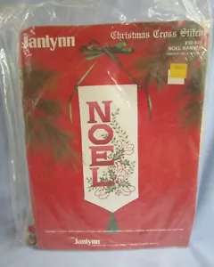 NIP Janlynn Christmas Cross Stitch Noel Banner #57-011 With Brass Horn 1988 - Picture 1 of 5
