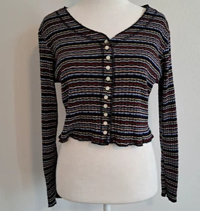0466 - bonjour - vedi misure - Top a righe collo a V bottoni - Foto 1 di 15