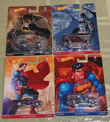 Hot Wheels - 2016 Premium Pop Culture DC Batman Superman Lot Of 4 - Great Shape - Image 1 of 2