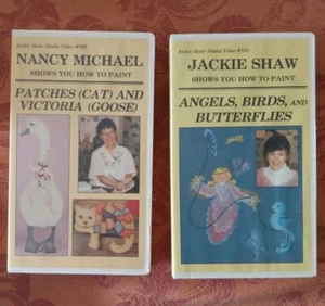 2 JACKIE SHAW NANCY MICHAEL CAT GOOSE BIRD ACRYLIC BEGINNER PAINTING VHS VIDEO - Picture 1 of 9