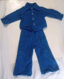 Vintage60's 70's Blue Bell Bottom And Jacket Outfit 2t 3t No Tag - Picture 1 of 10
