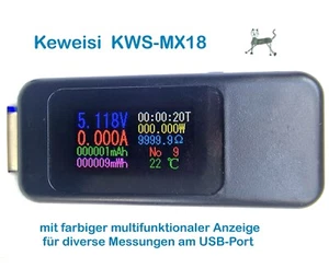 KWS-MX18 / Universelles USB-Test- und Messgerät von Keweisi mit farbiger Anzeige - Bild 1 von 3
