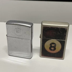 Zippo Lighter Polished Chrome 8 Ball Stamped + Lookalike  - Picture 1 of 13