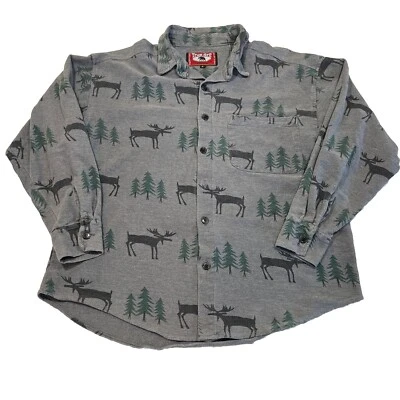Camisa Vintage True Grit Para Hombre Pequeña EE. UU. Manta Abotonada Gris Alce Pinos Foto 1 de 4