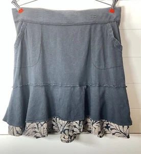 Aventura Med Organic Cotton Stretch Full Ruffle Floral Black Skirt Womens - Picture 1 of 6