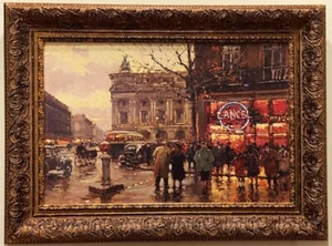 EDOUARDO CORTES, CAFE DE LA PAIX, FRAMED GICLEE CANVAS PRINT, 31.5"x23.5" - Picture 1 of 1