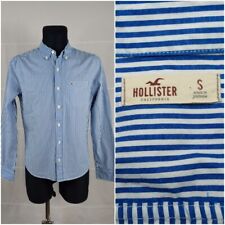 HOLLISTER Small (16.5” 42cm) Mens White Blue Stripe Shirt Casual Cotton