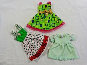 Doll Clothing Lot of 3 DRESSES Green Christmas Retro Lace  - Picture 1 of 6