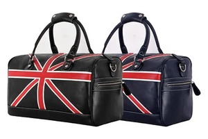 UNION JACK FLAG Weekend Bag Genuine Leather Luggage Travel Holdalls Duffle Bags - Picture 1 of 13