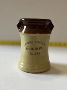 Kitchen Utensil Vintage 70’s Retro Brown Ivory Drip Pottery Jar Holder Toolery - Picture 1 of 12