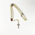 Catholic Wedding Rosary Faux White Pearl Beads from Medjugorje Medugorje19" Long