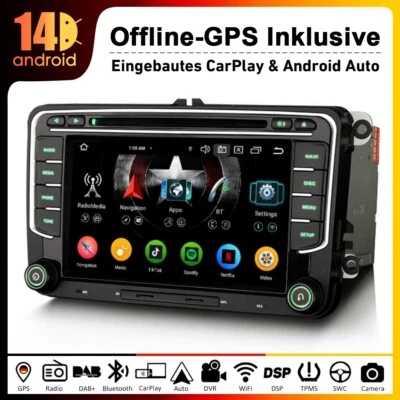 Android 14 Autoradio Carplay Navi DAB+VW Caddy Amarok T6 Polo Crafter Skoda Yeti - Bild 1 von 4