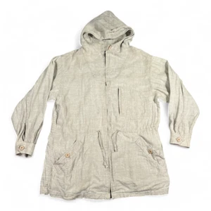 Vintage Eddie Bauer Jacket Womens LARGE Brown Linen Anorak Parka Gorpcore 90s - Picture 1 of 13