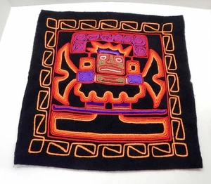 Tiki Totem Islander Tropical Knit Pillow Cover Black 17x17 Orange Red Purple - Picture 1 of 7