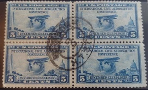 The Aeronautics Conference Issue Scott #650 Block Of 4 Used With Oval... - Picture 1 of 3
