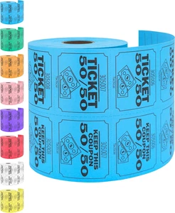 500 Tombola Tickets, 50/50, blau (1 von 8 Farben), Doppelrolle, Großticket für E - Bild 1 von 5
