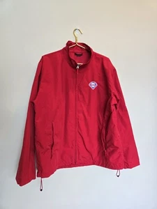 Land's End Phillies Jacket Large Nylon Red Windbreaker Full Zip Adjustable - Picture 1 of 13