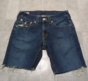 True Religion Shorts Mens 31 Billy Made in USA Distressed Cutoff Denim Y2K - Picture 1 of 5