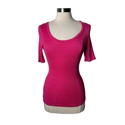 Anthropologie Michael Stars Shine Scoop Neck Pink Tee Womens Size XS S - Image 1 of 4