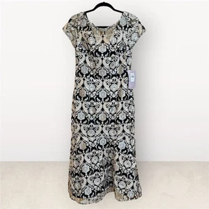 JS Collection NWT Black and Ivory Embroidered Floral Formal Gown Dress- Size 6 - Picture 1 of 10
