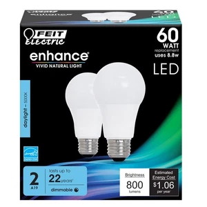 Feit Electric OM60DM/950CA/2 120V 8.8W 5000K A19 800 Lumens LED Light Bulb - Picture 1 of 2