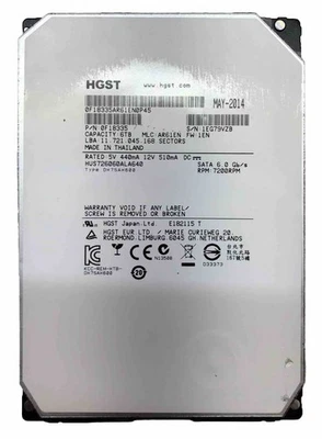 HGST Ultrastar He6 6TB | 7.2K 64MB SATA-600 3.5" HDD | 0F18335 | HUS726060ALA640 - Image 1 of 4