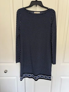 Michael Kors blue Black White Long Sleeve Polka Dot Womens Dress Size M - Picture 1 of 9