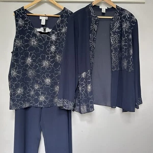 Drapers And Damons Plus Size 2XL 3 Piece Navy Blue Formal Jacket Tank Pants XXL - Picture 1 of 24