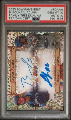 2023 Bowman's Best Family Tree Dual Auto L. Acuna B. Acuna #FDAAA PSA 10 Auto 10 - Image 1 of 2