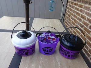 3  McDonalds Halloween Happy Meal Boo Bucket - Vampire Pail cAT  PURPLE - Picture 1 of 4