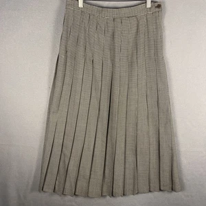 Falda de lana vintage Richard Evans para mujer talla 12 pata de gallo plisada larga clásica - Imagen 1 de 7