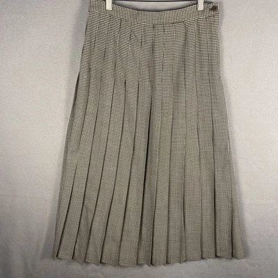 Vintage Richard Evans Wool Skirt Womens sz 12 Houndstooth Pleated Long Classic - Image 1 of 4