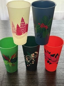 Starbucks 24 oz LIMITED EDITION Holiday 5 Reusable Cold Cups No Lids/straws - Picture 1 of 11