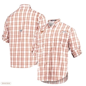 Columbia TEXAS LONGHORN Super Tamiami Plaid Button-up PFG Shirt | Mens L NEW - Picture 1 of 10