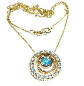 Kette Anhänger 585 Gelbgold  1.26ct.  blaue Topase 45 cm lang 6,9 g 2 in 1 - Picture 1 of 17