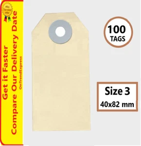 100 etiquetas de envío Esselte Buff Manilla tamaño 3 48 x 96 mm - Imagen 1 de 8