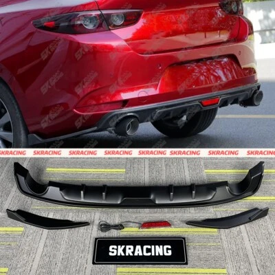 Gloss/Carbon Fiber Rear Lip Bumper Diffuser Kit Fits Mazda 3 Axela Sedan 2019-24 - Image 1 of 4