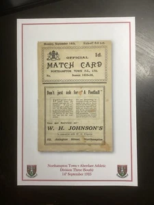 1925-26 Northampton Town v Aberdare Athletic Division 3 (South) Programme PRINT - Picture 1 of 1