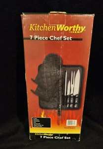 Juego de chef de 7 piezas digno de cocina: cuchillos, tenedor, afilador, guantes y estuche de almacenamiento - Imagen 1 de 4