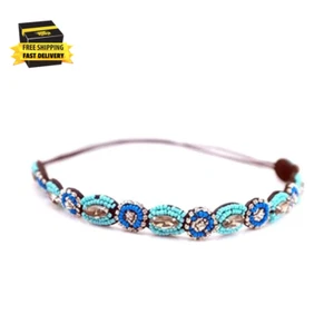 Fashion Handmade Crystal Rhinestone Beads Headband, Retro Style Elastic Hairband - Picture 1 of 7