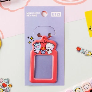 BTS BT21 MINI  PHOTO HOLDER KEYRING KEY HOLDER PARTY OFFICIAL RED COLOR - Picture 1 of 5