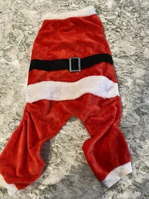 Traje Navidad Papá Noel Perro Talla Mediana Rojo Felpa Terciopelo con Cinturón Adjunto 16-20 Cuello Foto 1 de 4