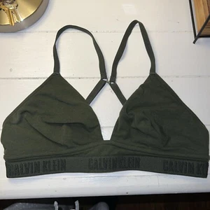 Women's Calvin Klein Lightly Lined Triangle Wirefree Bra size Medium- Dark Green - Picture 1 of 3