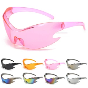 Trendy Wrap Around Sports Sunglasses for Men Women Cool Vintage Shades Glasses - Picture 1 of 21