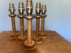 Vintage Mill Bobbin Wooden Table Lamp’s Base Rustic Finish. Price Is For One - Picture 1 of 18