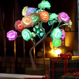 COLORLIFE Tabe Lamp Color Changing Flower Tree Rose Lamp with Remote Control wit
