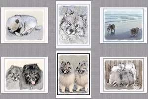 6 tarjetas de felicitación surtidas de notas artísticas en blanco para perro Keeshond - Imagen 1 de 7